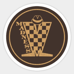 Madness Vintage Plastisol Texture Checkerboard Brown Sticker